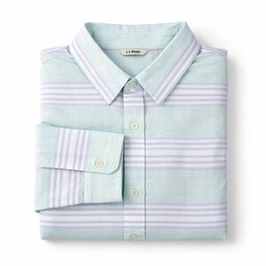 L.L. Bean Women’s Button Down | Medium Mint Indigo White | Cotton Casual Classic